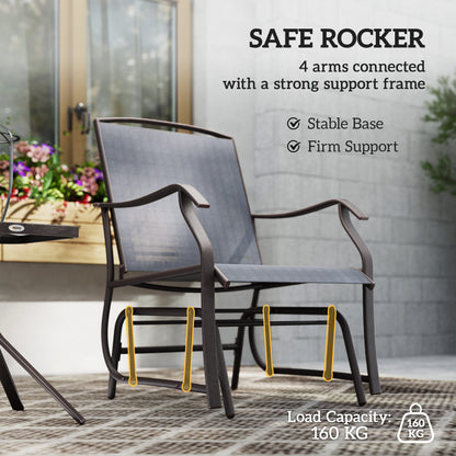 Banafa Outdoor Glider Rocking Bistro Set With 2 Chairs And Matching Table Grey