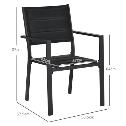Elhatti Set Of 2 Aluminium Black Stackable Outdoor Garden Chairs