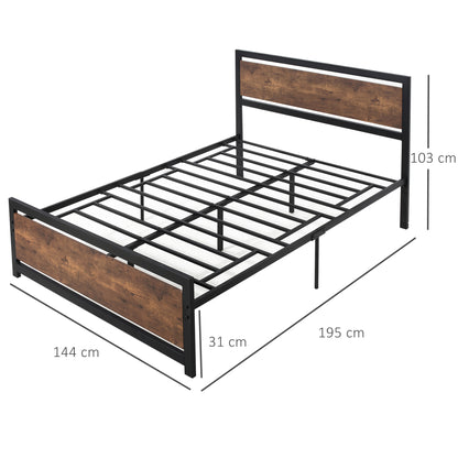Vatoni 4FT6 Rustic Double Metal Bed Frame With Headboard and Footboard