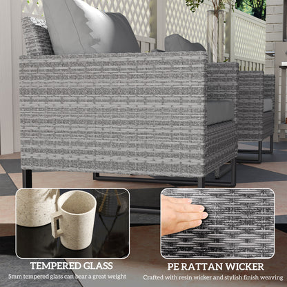 Dobaso Rattan Grey 3 Piece Bistro Set with Glass Coffee Table