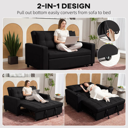 Kanovi Fabric Black 2 Seater Pull Out Sofa Bed