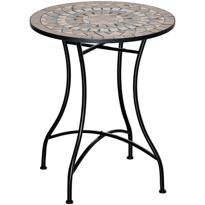 Nafiro Metal Green Round Mosaic Outdoor Patio Bistro Table