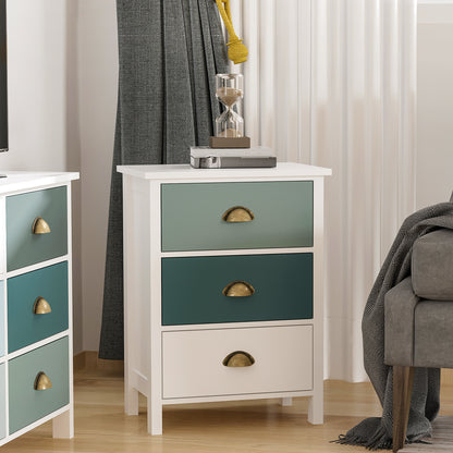 Dilosu Noka Set Of 2 Shabby Chic 3 Drawer Bedside Tables In Grey And Blue