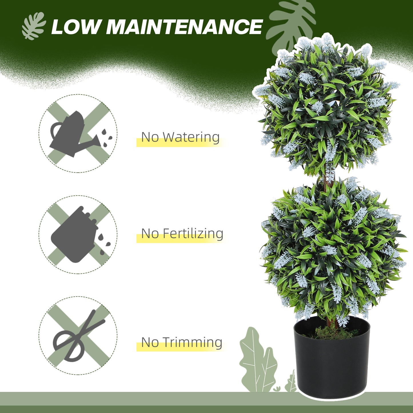 Mazifi Set Of 2 Artificial Lavender Flower Ball Trees In Pots H8 70cm Blue