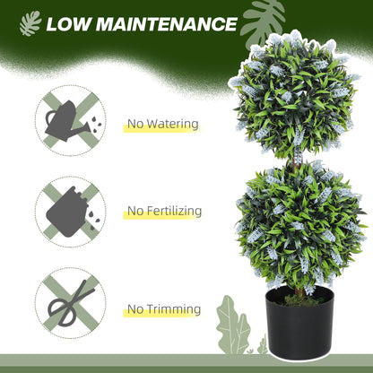 Mazifi Set Of 2 Artificial Lavender Flower Ball Trees In Pots H8 70cm Blue
