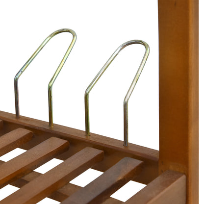Lisesa Acacia Wood Teak 3 Tier Shoe Rack With Hangers For Up To 12 Pairs