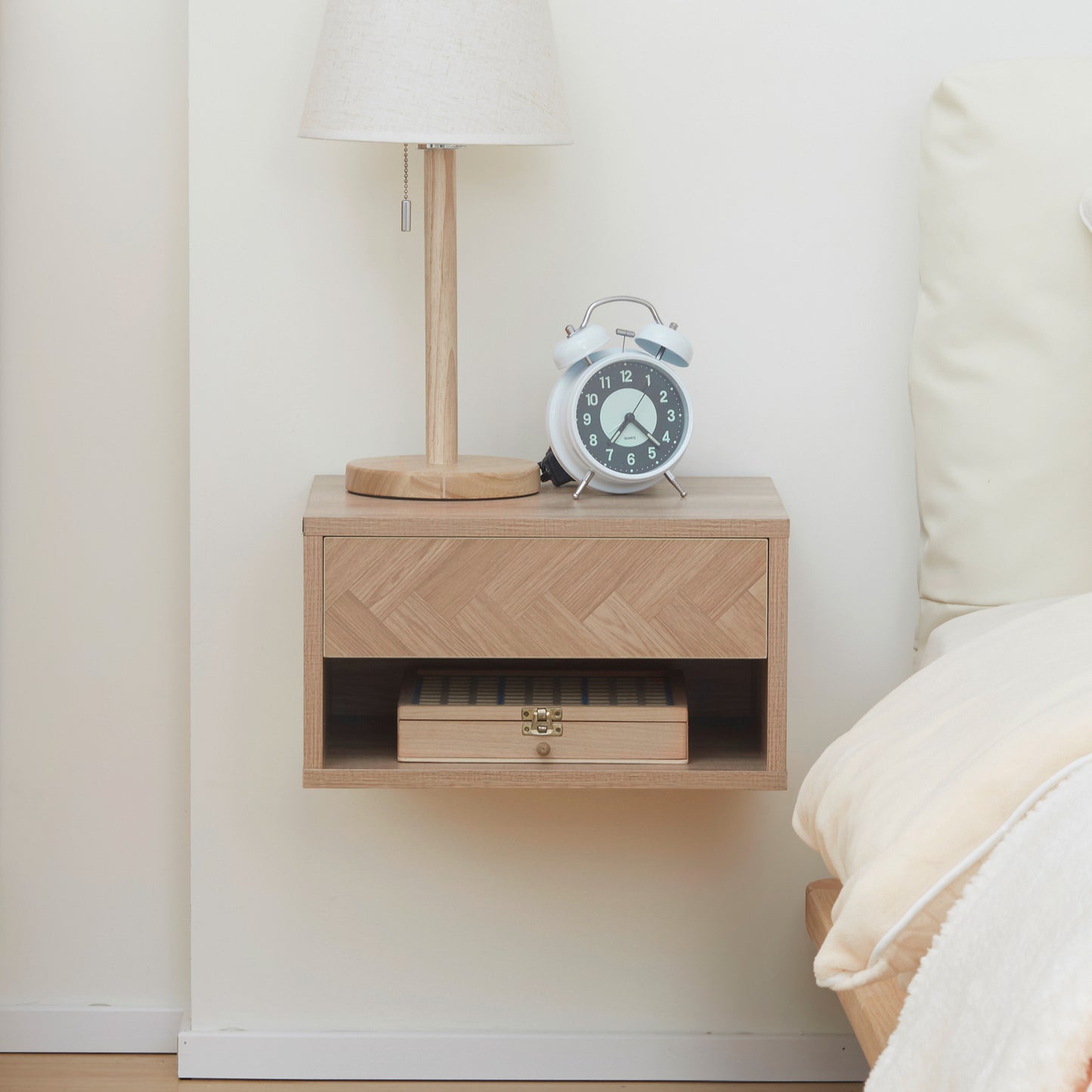 Lotoro Set Of 2 Natural Wood Floating Bedside Tables