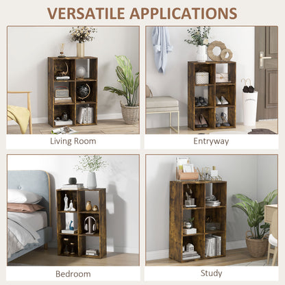 Mike Wood Rustic Brown 6 Cube Storage Bookcase