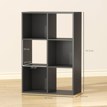 Vasutte Wooden Black 6 Cube Storage Bookcase