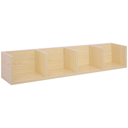 Padi Wood Natural Finish Wall Mounted Media Storage Rack With Cube Shelves