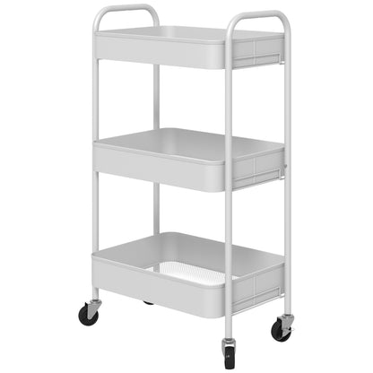 Suka Metal White 3 Tier Steel Storage Trolley
