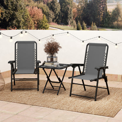 Lano Metal Dark Grey Mesh 3 Piece Garden Bistro Table And Chair Set