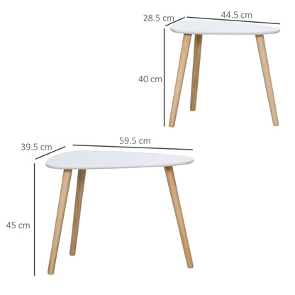 Nolura Wood White Set Of 2 Nesting Side Tables With Solid Wood Legs
