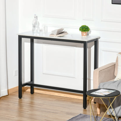 Nanotti Wooden White And Black Industrial Rectangular Bar Table For Small Spaces