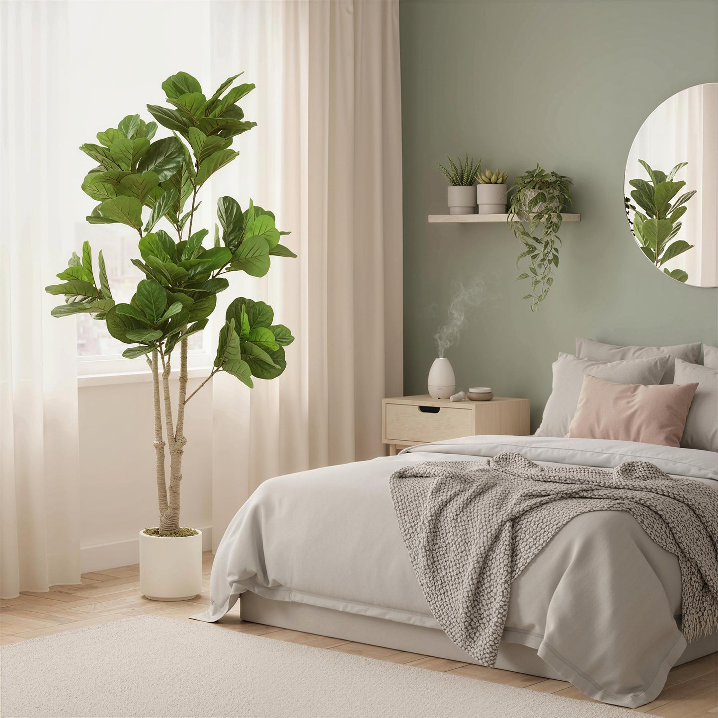 Pararale Artificial Fiddle Leaf Fig Style Tree With Broad Leaves 180cm Green