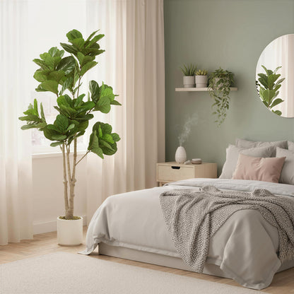 Pararale Artificial Fiddle Leaf Fig Style Tree With Broad Leaves 180cm Green