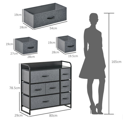 Lizi Fabric And Metal Grey 7 Drawer Foldable Storage Chest