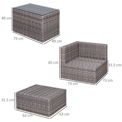 Vapa Faux Rattan Mixed Brown 5 Piece Outdoor Bistro Set and Glass Table