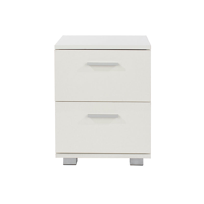 Kalamata White Gloss Wood 2 Drawer Bedside Cabinet