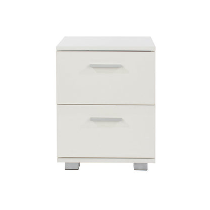 Kalamata White Gloss Wood 2 Drawer Bedside Cabinet