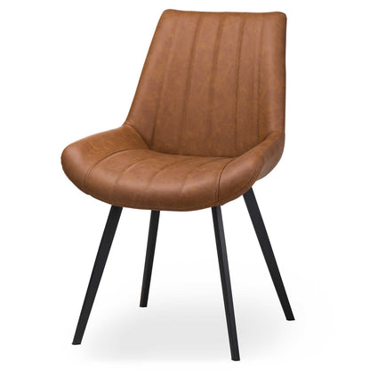 Montagny Tan Brown Ribbed Upholstered Dining Chair