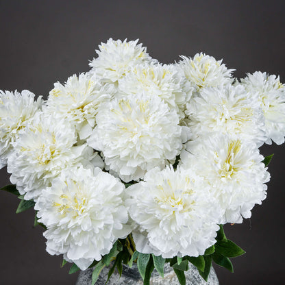 Set of 3 Artificial Flowers Classic White Peony Stems