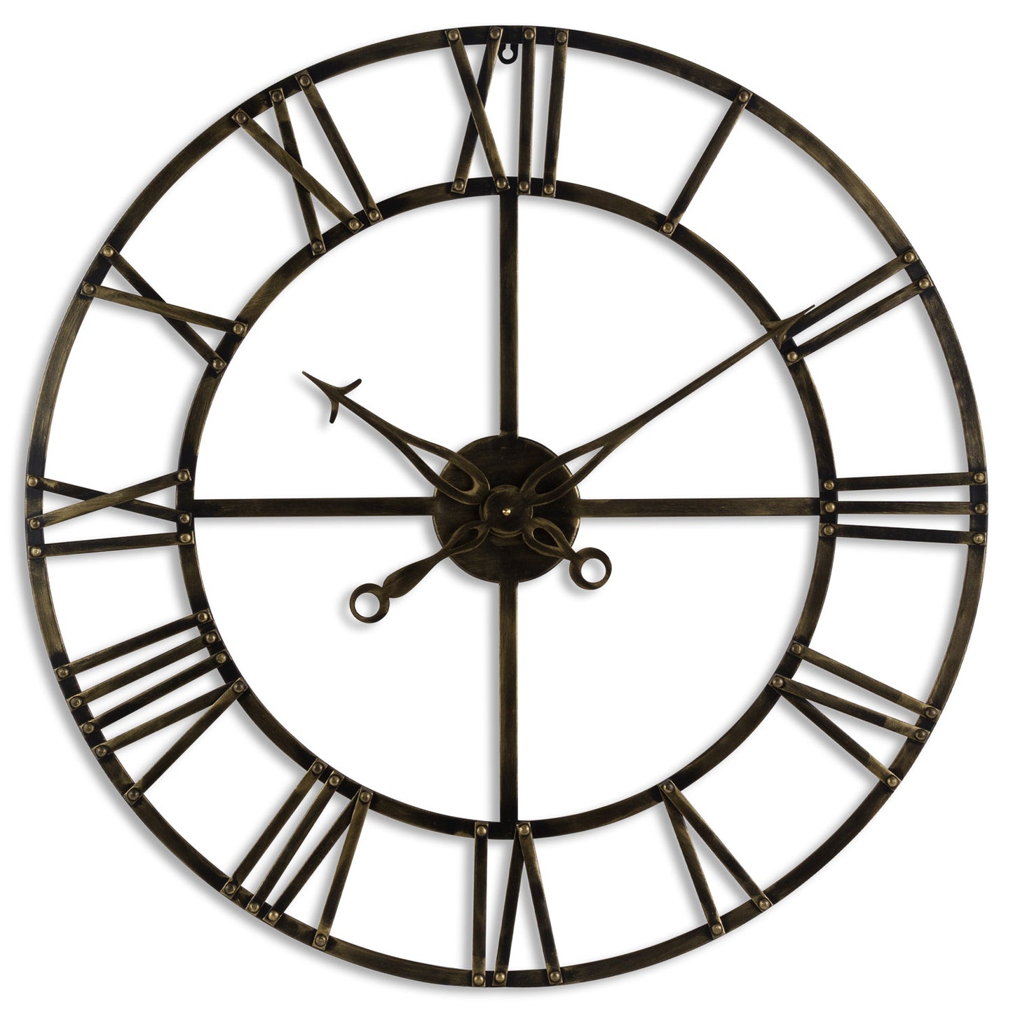 100cm Large Antique Brass Roman Numerals Open Frame Clock