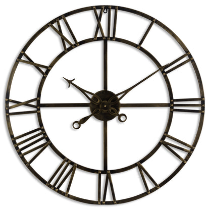 100cm Large Antique Brass Roman Numerals Open Frame Clock