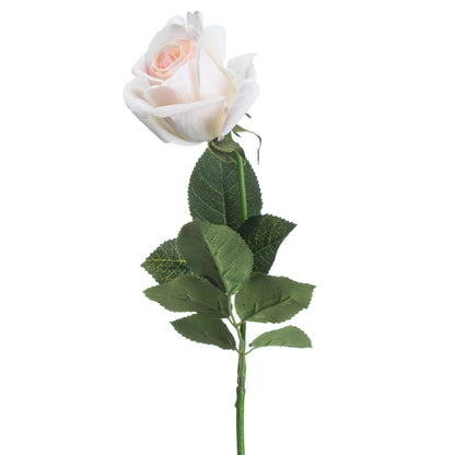 Set of 3 Artificial Flowers Palest Pink Tea Rose Stems