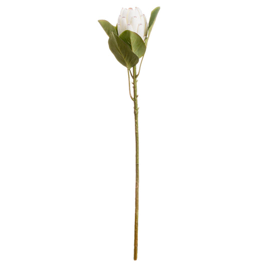 Set of 3 Artificial Flowers Closed White Protea Stems