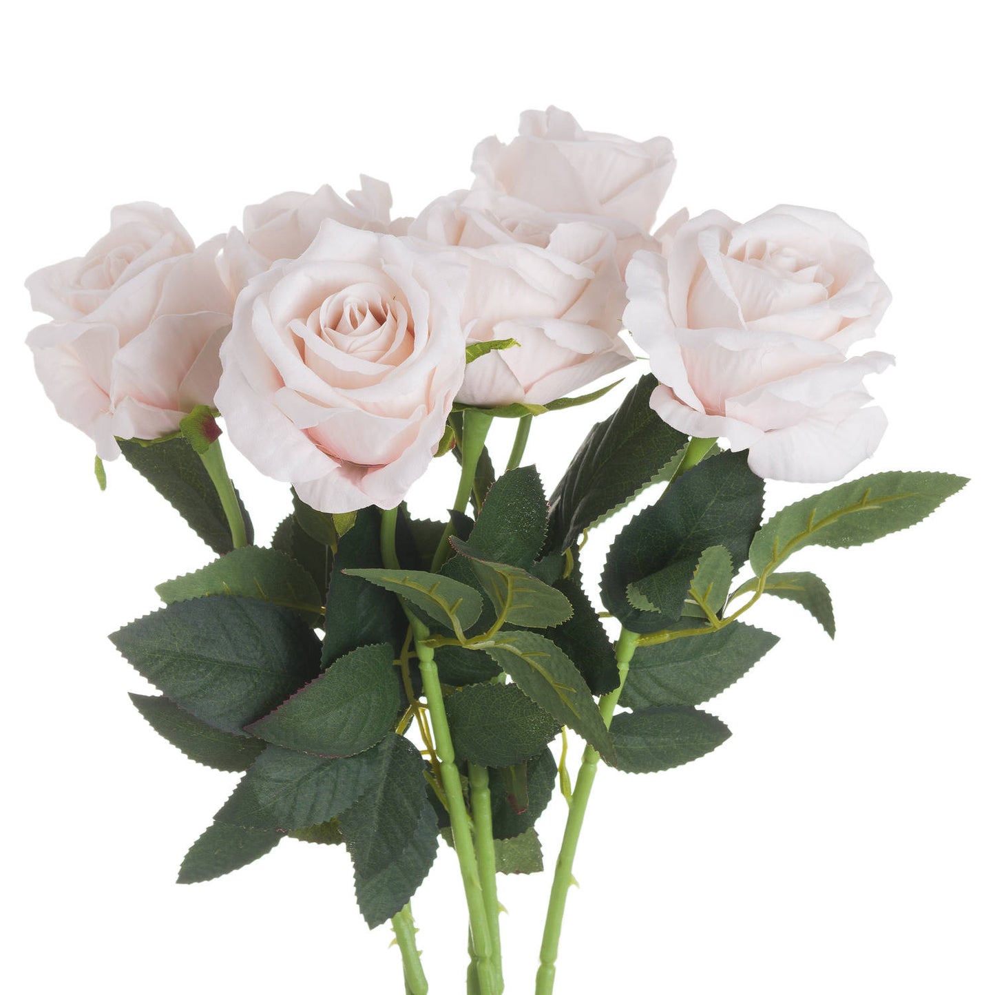 Set of 3 Artificial Flowers Pastel Pink Tea Rose Stems