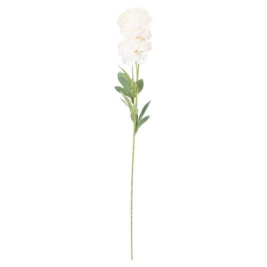 Set of 3 Artificial Flowers Cream Ranunculus Stem