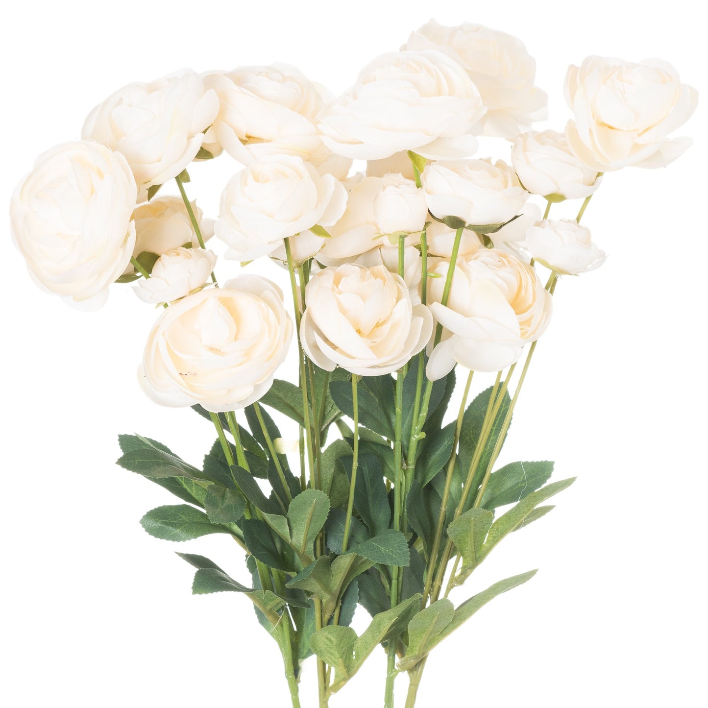 Set of 3 Artificial Flowers Cream Ranunculus Stem