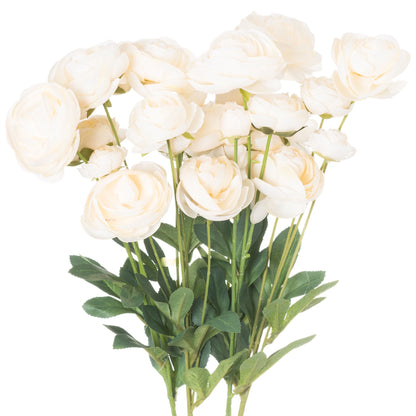 Set of 3 Artificial Flowers Cream Ranunculus Stem