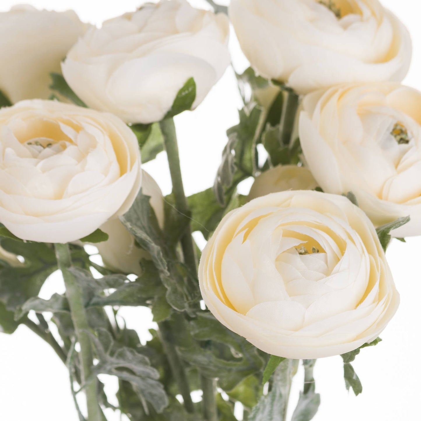 Set of 3 Artificial Flowers Soft Cream Ranunculus Stem
