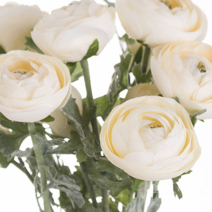 Set of 3 Artificial Flowers Soft Cream Ranunculus Stem