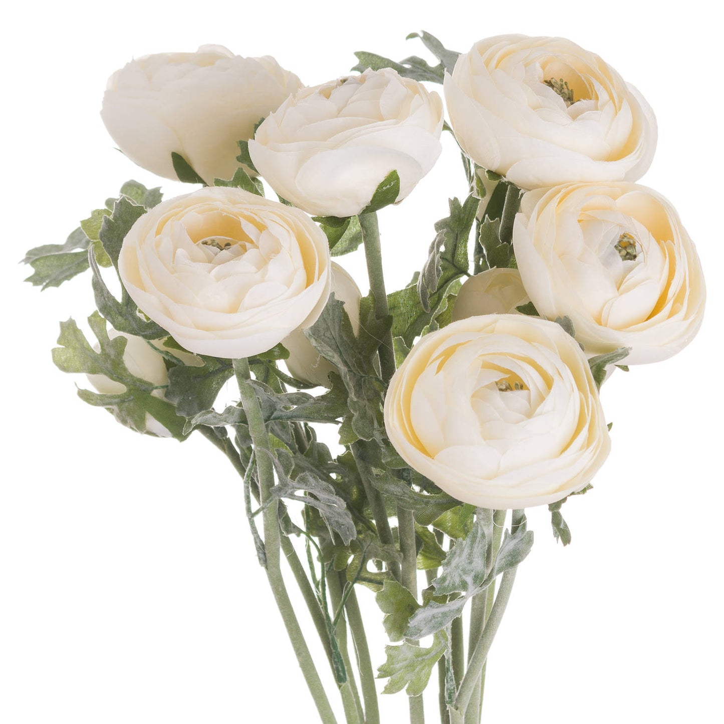Set of 3 Artificial Flowers Soft Cream Ranunculus Stem