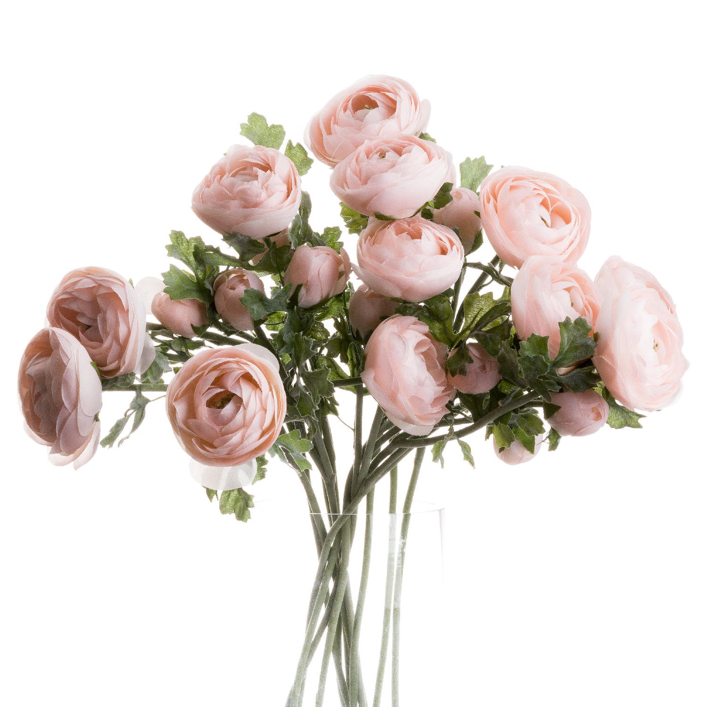 Set of 3 Artificial Flowers Pastel Pink Ranunculus Stems
