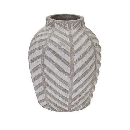Rosevale Chevron Soft Grey and White Stoneware Vase