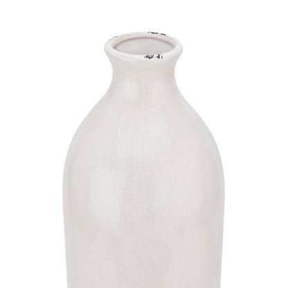 Sagebloom White Glazed Ceramic Bottle Vase Crackle Effect