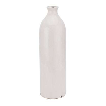 Sagebloom White Glazed Ceramic Bottle Vase Crackle Effect
