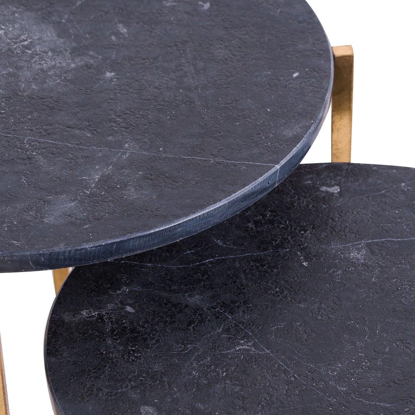 Seattle Set Of 2 Gold And Black Marble Nesting Side Tables