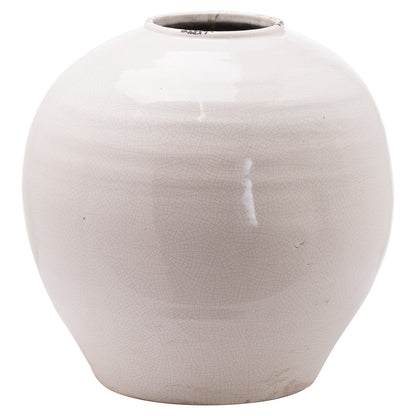 Sagebloom Large White Glazed Ceramic Bottle Vase Crackle Effect