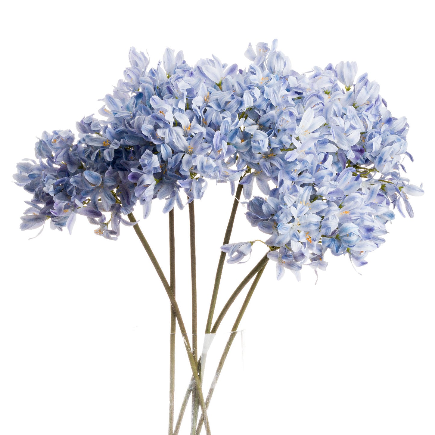 Set of 3 Artificial Flowers Light Blue Large Headed Agapanthus Stems