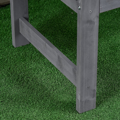 Tola 143cm Grey Wood 2 Seater Garden Bench With Armrests Slatted Frame