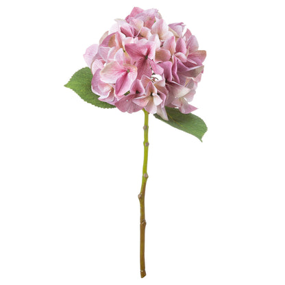 Set of 3 Artificial Flowers  Shabby Pink Single Hydrangea Stems