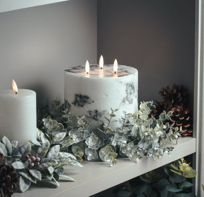 Artificial Large Frosted Eucalyptus Candle Wreath