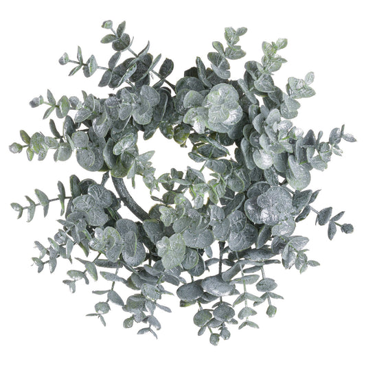 Artificial Medium Frosted Eucalyptus Candle Wreath
