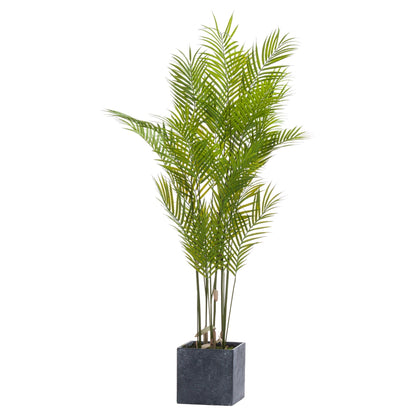 Large Artificial Paradise Palm Tree in Dark Grey Ceramic Pot