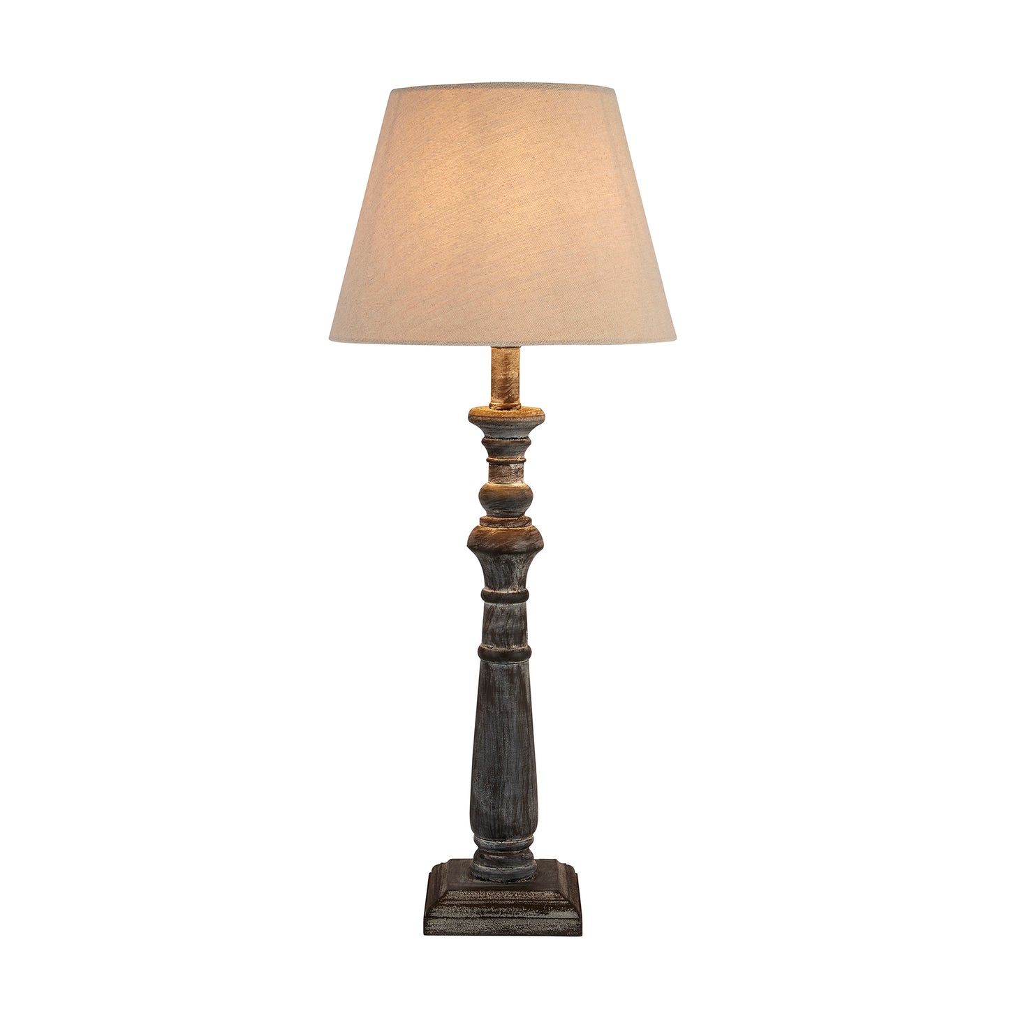 Mossfern Grey Washed Wooden Column Table Lamp